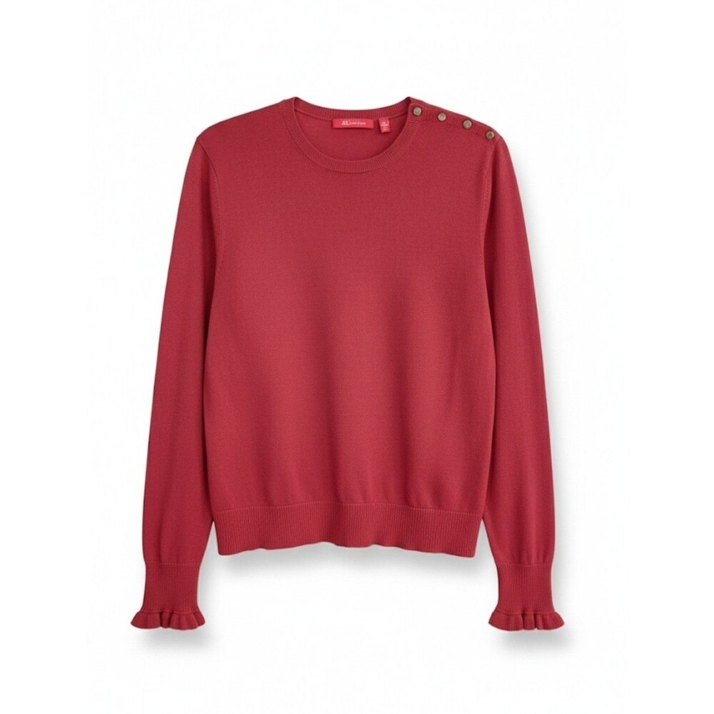 Anne Klein Knit Sweater Long Bell Sleeve Raspberry Large Vintage Inspired PL